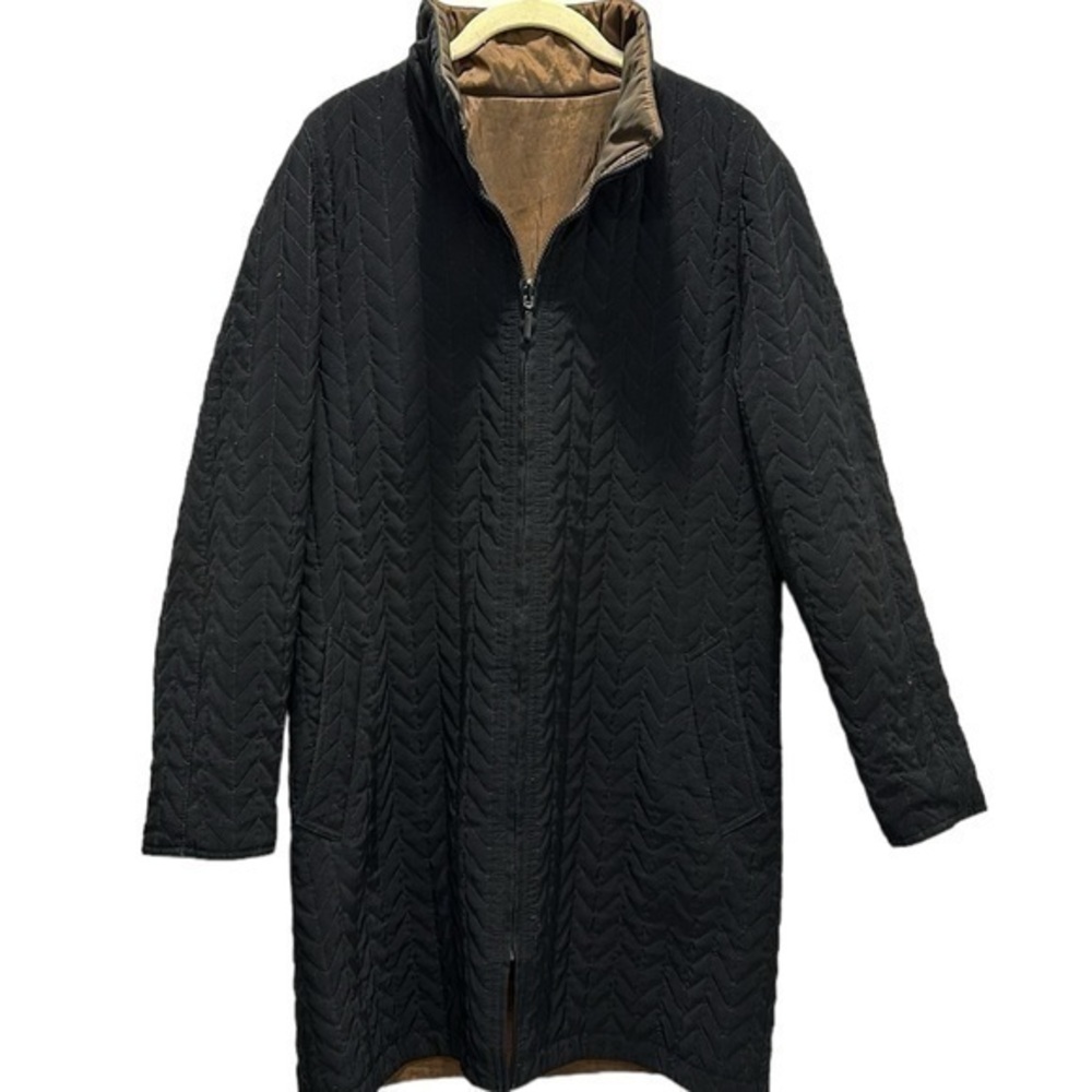 Gallery Black & Bronze Reversible Quilted Zip-up Coat Size Medium RN36232
